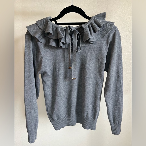 Grey Ruffle Sweater - Picture 2 of 2